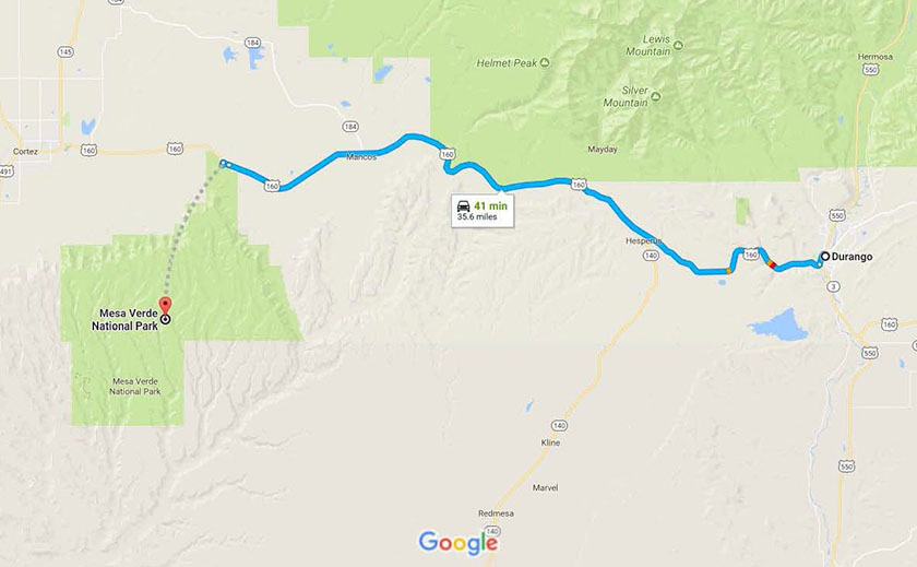 Google Map Durango Area