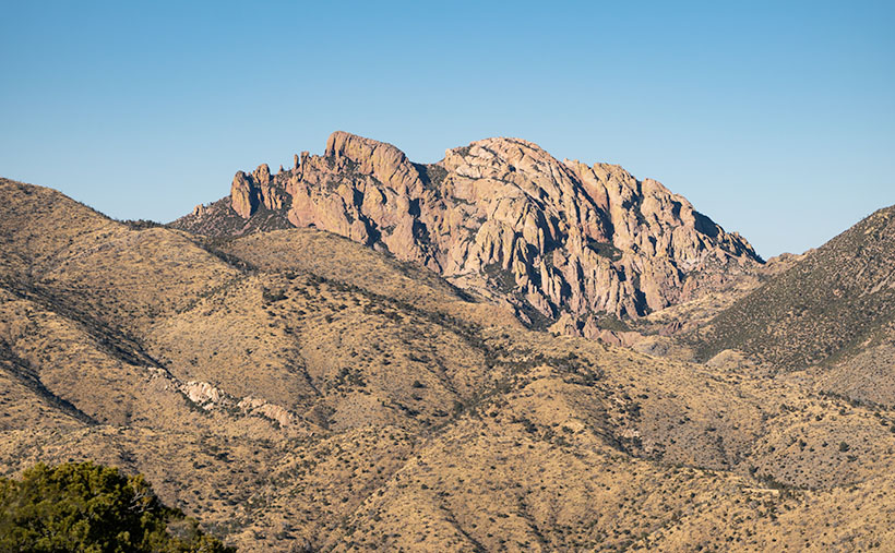 The 8087' peak called Cochise Head because it resembles the great Apache Chief Cochise.