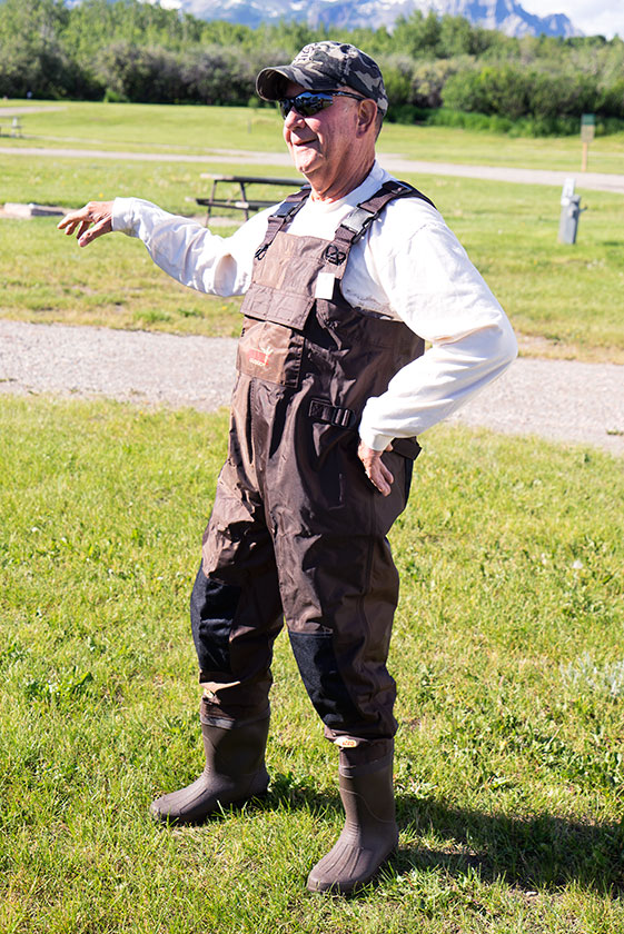 Fred poses in waders.