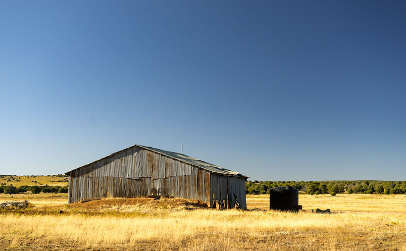 Tin Shed - An old corrugated tool shed along the Camp Wood Road.