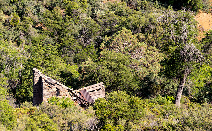 Ruins in the Woods - From the roadside, we could see the remains of one of the town buildings, but we couldn't see an easy way to get to it.