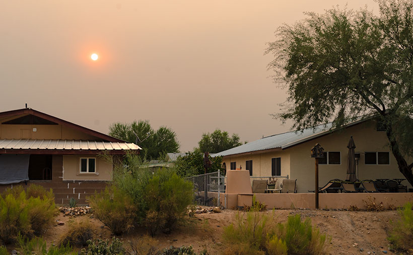 Smoky Sky - During the past few weeks, we've had atmospheric effects from the California fires. That smoke has drifted over our state and turned the sky white and given us red sunrises and sunsets.