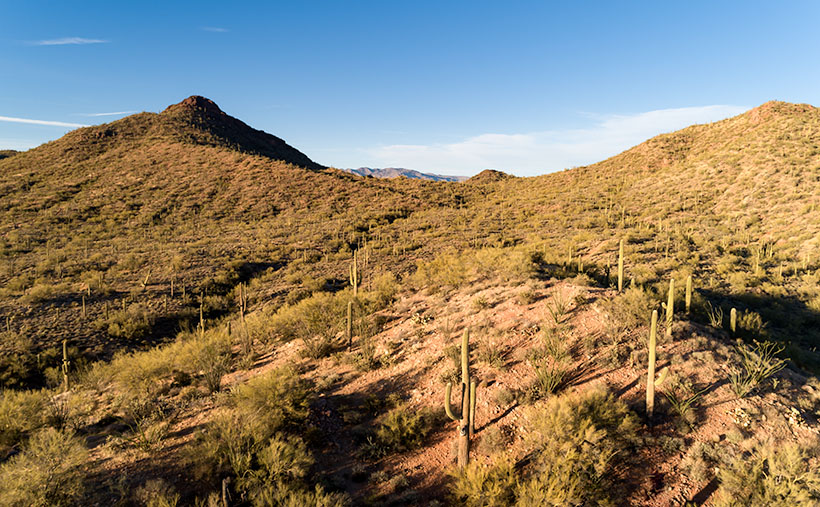 Blue Tank Wash - Two of the four mountains that rise above the Blue Tank Wash Road near Wickenburg, Arizona.