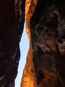 Jenny's Canyon Sky - Because the canyon walls almost touch, the view of the sky is a narrow ribbon in Jenny's Canyon.