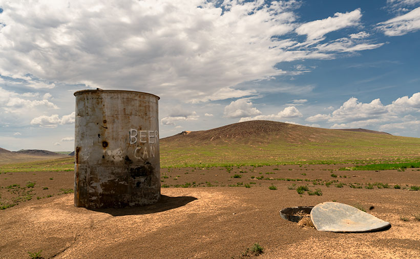 Beer Can - An uncouth visitor left an empty beer can near a cattle tank on the Babbitt Ranch.