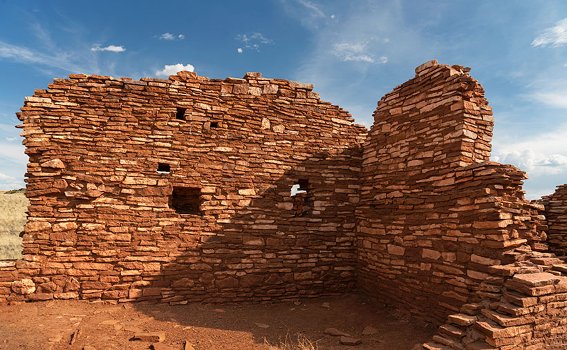 Lomaki - The crooked walls look as if the fierce Northern Arizona winds will blow them over.