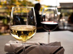 Wine Glasses - A sample of red and white wines while enjoying lunch at one of Temecula's Vineyards.