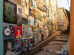 Bisbee's "Street Art Exhibition" is a hidden gem waiting to be discovered. This alleyway celebrates creativity and humanity, from the inspirational message of "Let's Be Better Humans" on the stairs to the colorful paintings adorning the buildings.