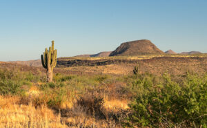 Sugarloaf and Sycamore Creek: Impressive rock formation and desert landscape in Arizona's back-country.