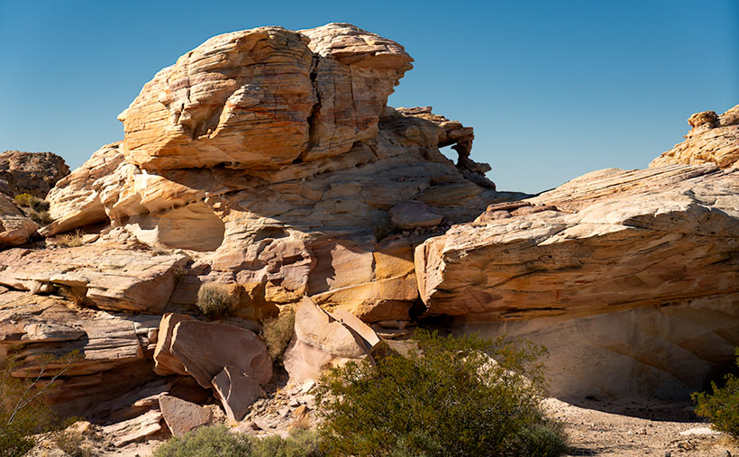 White sandstone rock formation at Whitney Pocket, similar to Zion National Park, in the Gold Butte area of Nevada.