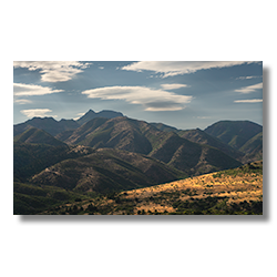 Majestic view of Mazatzal Range with Saddle Mountain silhouette at Rincon Pass.