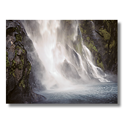 A close up inspection of a waterfall in New Zealand's Milton Sound.