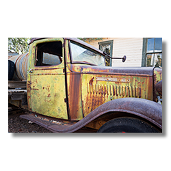 An old GMC truck used to haul water to the mine.