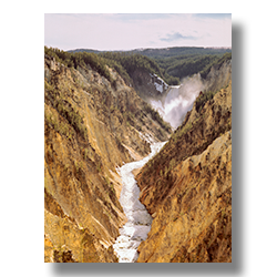 Yellowstone falls on a chilly spring afternoon.