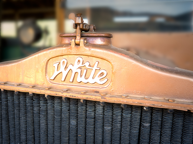 An old White dump truck on display at Robson's Mining World near Aguila, Arizona.